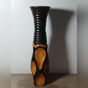 Handcrafted Wooden Vase Mango Wood Tree signed